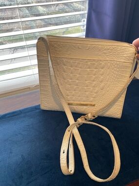 Brahmin White Croc-Embossed Leather Crossbody Bag